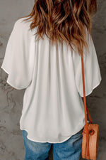 Load image into Gallery viewer, Notched Neck Flutter Sleeve Top
