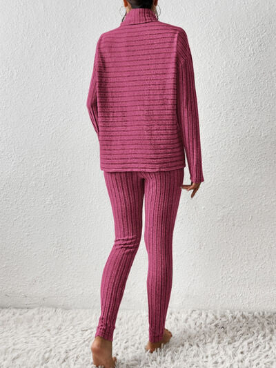Ribbed Turtleneck Top & Pants Set