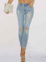 Load image into Gallery viewer, Distressed Skinny Cropped Jeans Pants
