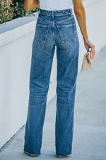 Load image into Gallery viewer, High-Rise Distressed Raw Hem Jeans Pants
