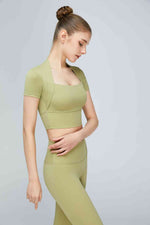 Load image into Gallery viewer, Short Sleeve Cropped Sports Top
