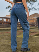 Load image into Gallery viewer, High Waist Cargo Jeans Pants
