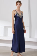 Load image into Gallery viewer, Full Size Lace Trim V-Neck Spaghetti Strap Satin Night Dress
