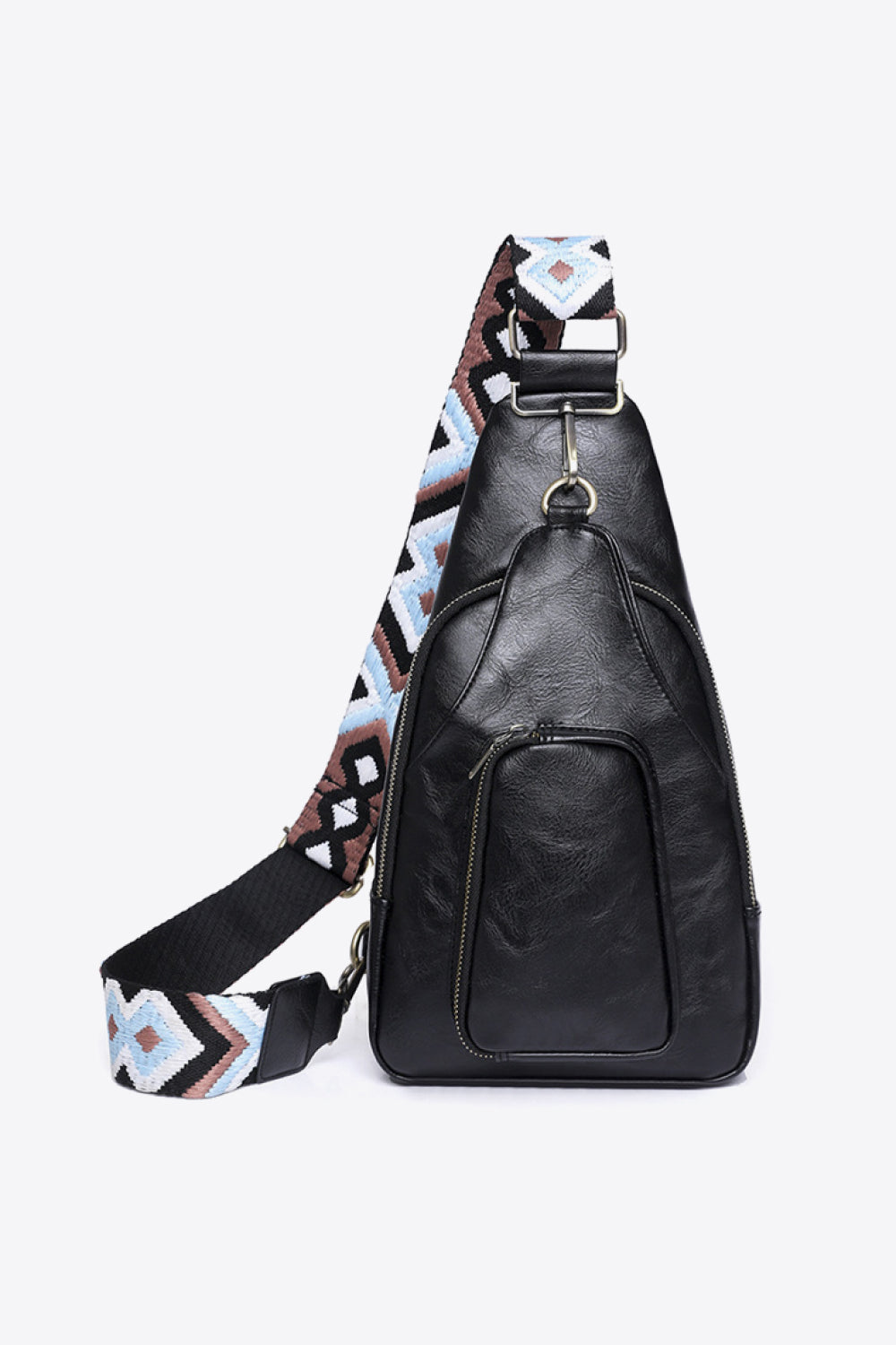 Structured Faux Leather Sling Shoulder Bag