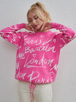 Load image into Gallery viewer, Letter Round Neck Drawstring Sweater
