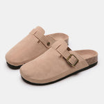 Load image into Gallery viewer, Suede Closed Toe Buckle Slide
