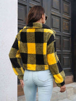 Load image into Gallery viewer, Plaid Dropped Shoulder Buttoned Jacket
