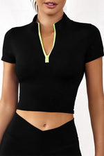 Load image into Gallery viewer, Half Zip Short Sleeve Sports Top
