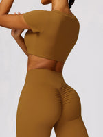 Load image into Gallery viewer, Scoop Neck Short Sleeve Cropped Active T-Shirt
