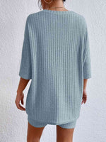 Load image into Gallery viewer, Ribbed Round Neck Top and Shorts Set
