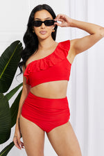 Load image into Gallery viewer, Ruffle One-Shoulder Bikini in Red
