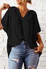 Load image into Gallery viewer, Notched Neck Flutter Sleeve Top
