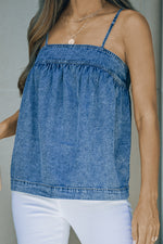 Load image into Gallery viewer, Smocked Adjustable Strap Denim Cami
