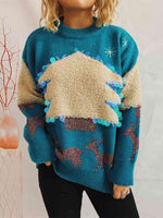 Load image into Gallery viewer, Sequin Christmas Tree &amp; Reindeer Round Neck Sweater
