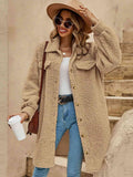 Long Sherpa Button-Down Coat Fleece Outerwear