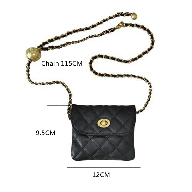 Mini Quilted Crossbody Bag | Gold Chain Strap & Ball Clasp | Designer-Inspired