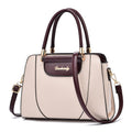 Two-Tone Top Handle Satchel Leather Handbag