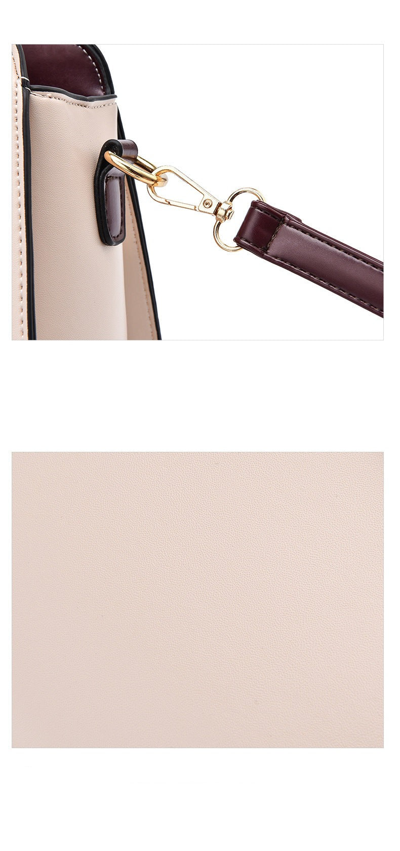 Two-Tone Top Handle Satchel Leather Handbag