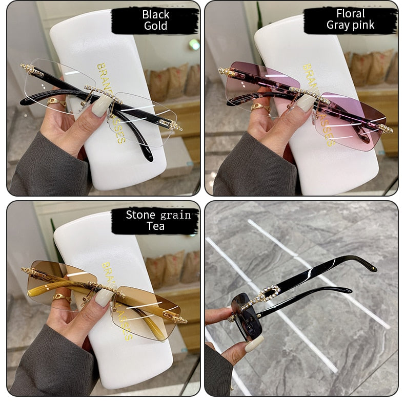Rimless Vintage Sunglasses — Alloy Frame