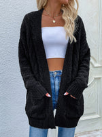 Load image into Gallery viewer, Cable-Knit Open Front Cardigan with Front Pockets

