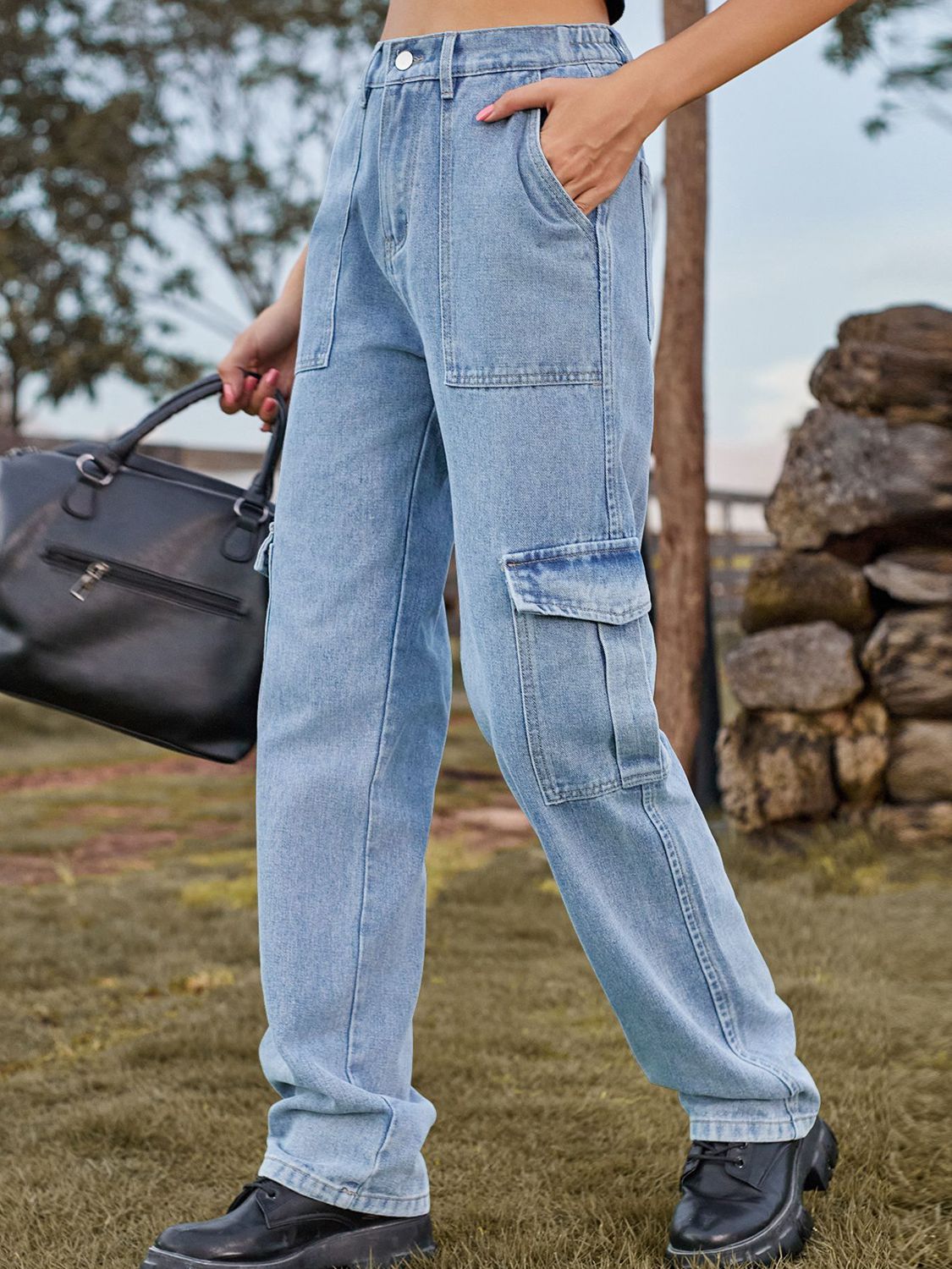High Waist Wide Leg Cargo Pants