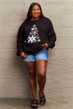 Load image into Gallery viewer, Snowflake Christmas Tree Graphic Sweatshirt
