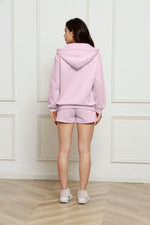 Load image into Gallery viewer, Zip Up Drawstring Hoodie and Shorts Set
