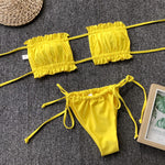 Load image into Gallery viewer, Frill Trim Ruched Bikini Set
