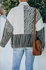 Load image into Gallery viewer, Leopard Color Block Button-Up Corduroy Shacket
