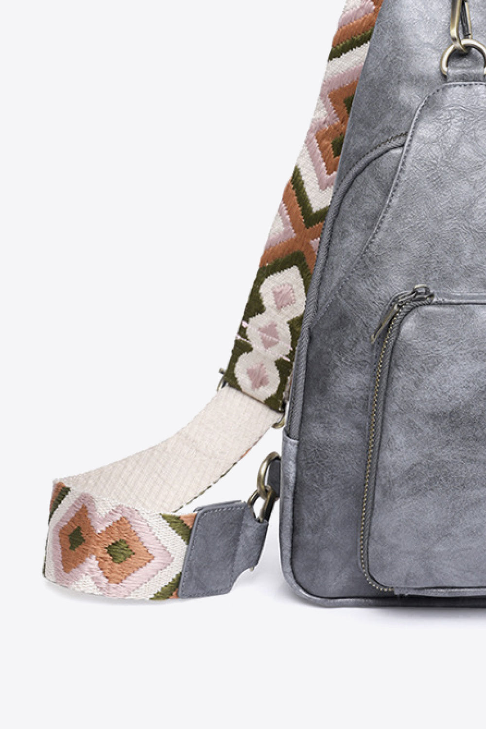 Structured Faux Leather Sling Shoulder Bag
