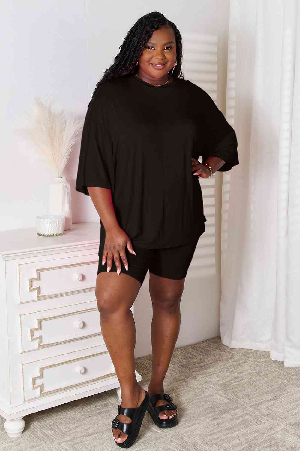 Three-Quarter Sleeve Top & Shorts Set