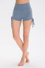 Load image into Gallery viewer, Drawstring Wide Waistband Side Tie Sports Shorts
