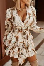 Load image into Gallery viewer, Printed Surplice Neck Layered Dress
