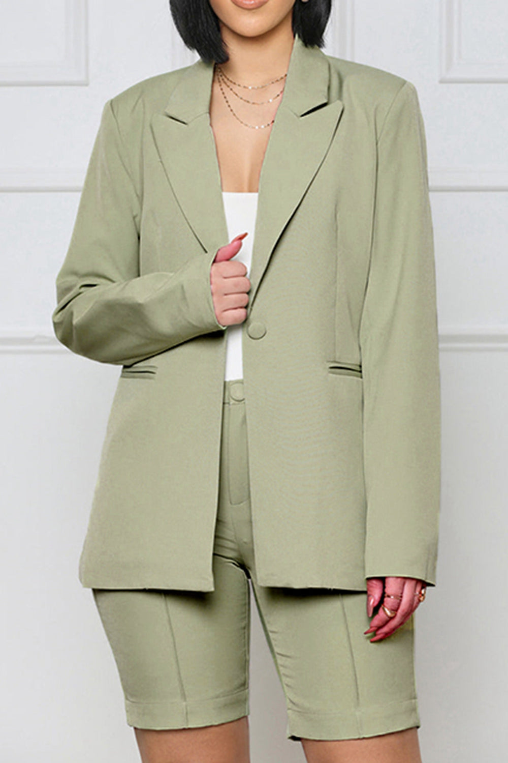 Long Sleeve Blazer & Shorts Set