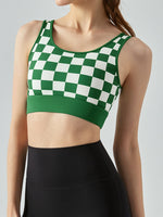Load image into Gallery viewer, Round Neck Plaid Cropped Sports Tank Top
