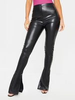 Load image into Gallery viewer, High Waist Slit Leather Pants
