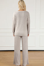 Load image into Gallery viewer, Ribbed V-Neck Lounge Set – Cozy Two-Piece Outfit for Everyday Comfort
