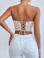 Load image into Gallery viewer, Floral Lace-Up Strapless Bustier
