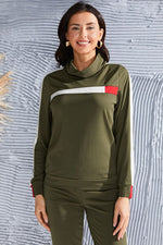 Load image into Gallery viewer, Mock Neck Long Sleeve Top and Side Stripe Pants Set
