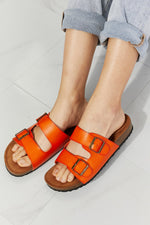Load image into Gallery viewer, Double Banded Slide Sandals in Orange
