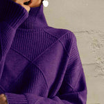 Load image into Gallery viewer, Geometric Turtleneck Long Sleeve Sweater- Fall Knit
