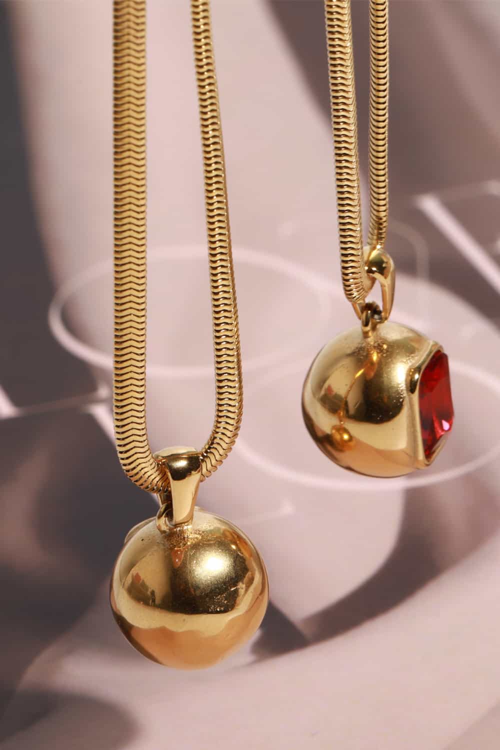 Zircon 18K Gold-Plated Geometrical Pendant Necklace