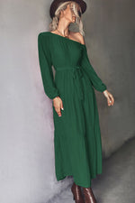Load image into Gallery viewer, Belted One-Shoulder Maxi Dress
