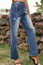 Load image into Gallery viewer, Distressed Buttoned Loose Fit Jeans Pants
