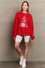 Load image into Gallery viewer, Snowflake Christmas Tree Graphic Sweatshirt

