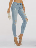 Load image into Gallery viewer, Distressed Skinny Cropped Jeans Pants
