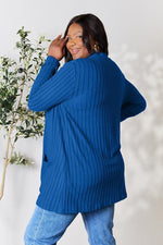 Load image into Gallery viewer, Ribbed Open Front Cardigan with Pockets
