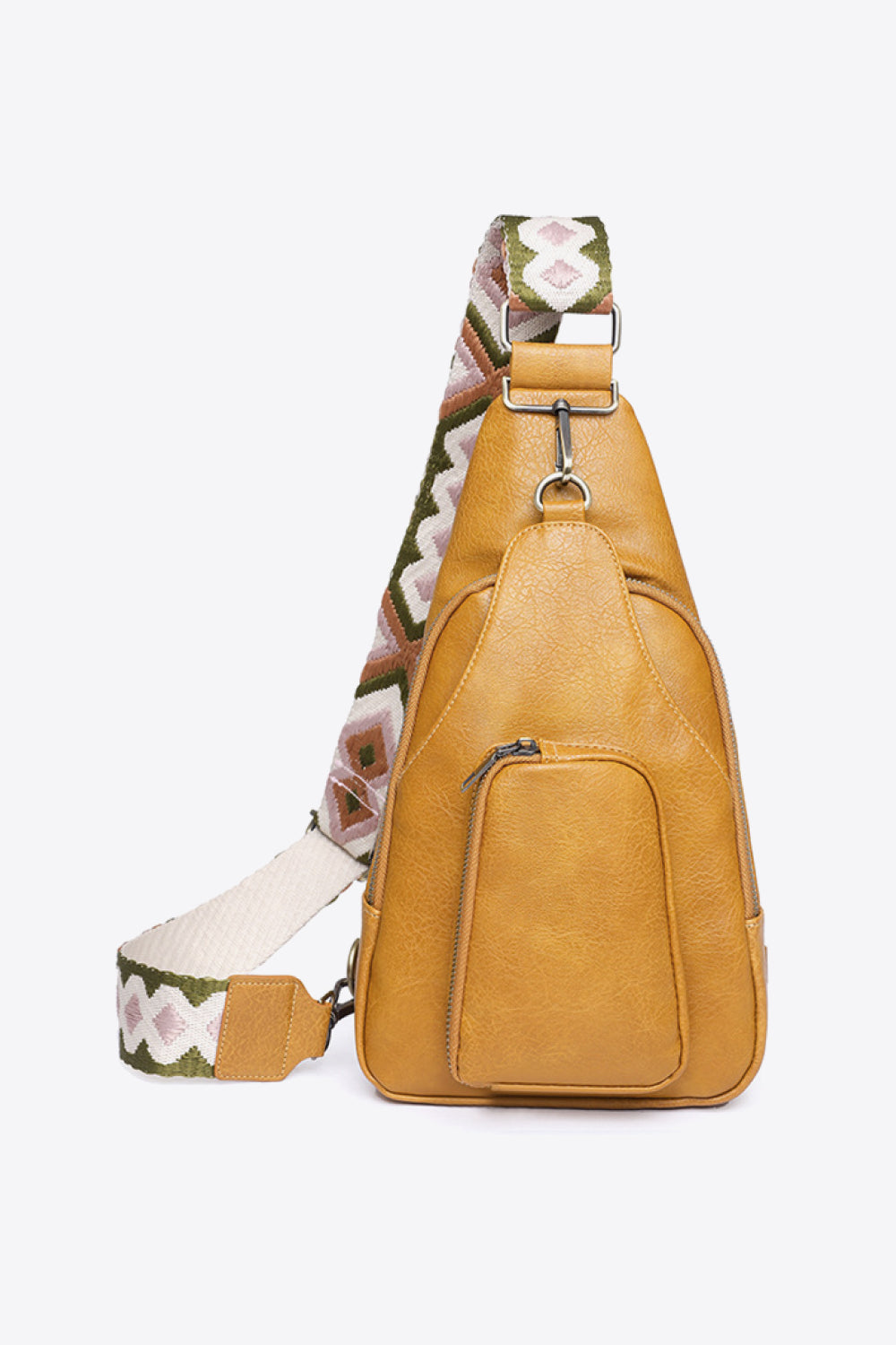Structured Faux Leather Sling Shoulder Bag