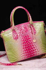 Load image into Gallery viewer, Croc-Embossed Gradient PU Leather Handbag – Luxe Fade Finish
