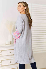 Load image into Gallery viewer, Woven Right Fringe Sleeve Dropped-Shoulder Cardigan – Cozy Chic Fall Layer
